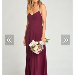 Mumu Godshaw bridesmaid dress in Merlot